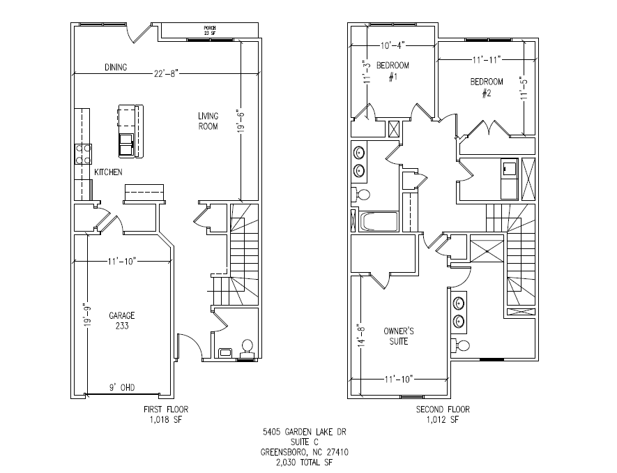 Floor plan for 3 beds, 2.5 baths, 1690 sqft
